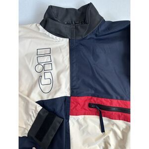 Gill Men's Medium Vintage Rare Seam Sealed Cream Blue and Red Sailing‎ Pullover